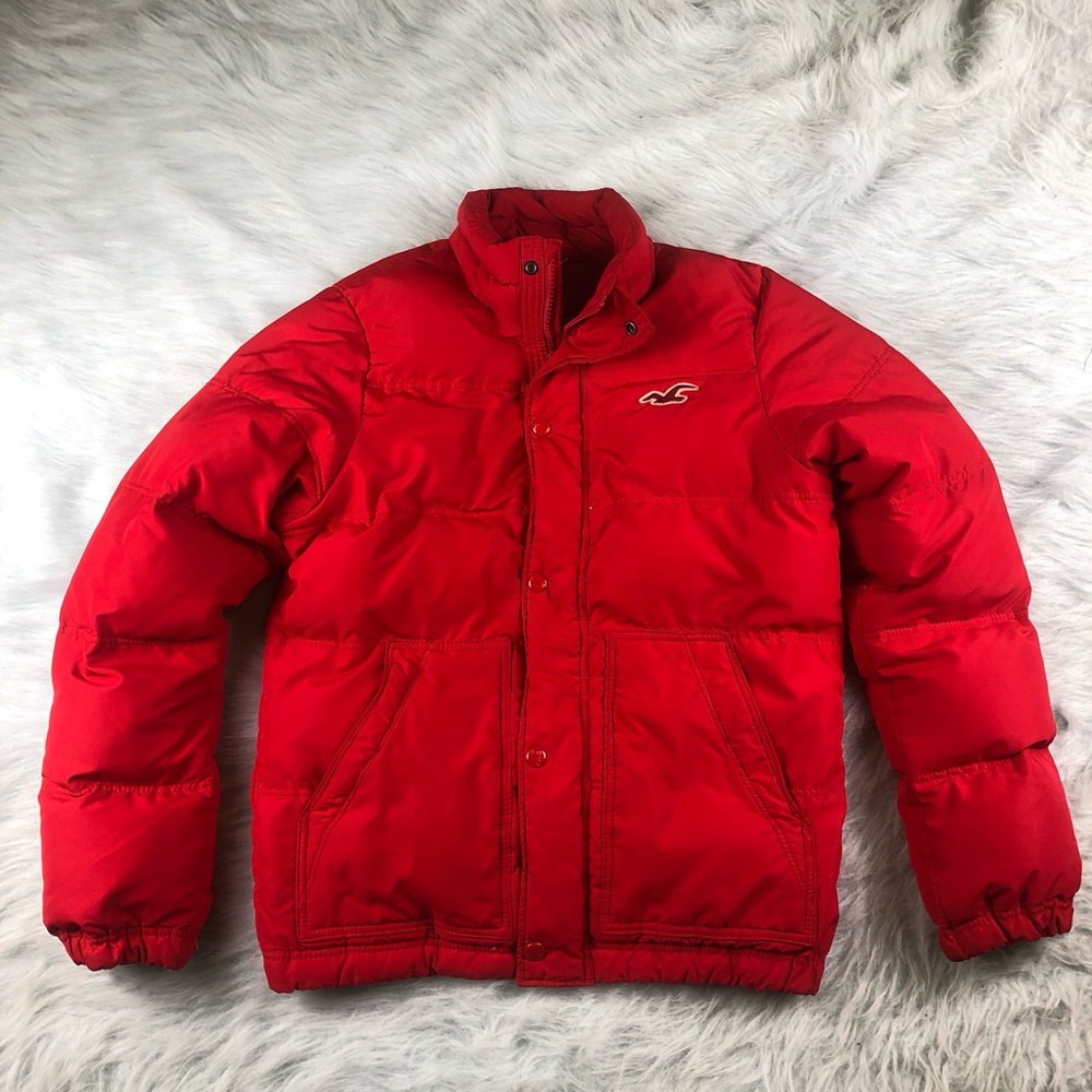 Hollister Men’s XL Puffer Down Jacket Coat Red - Picture 1 of 5